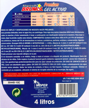 DETERGENTE BRUMOL GEL ACTIVO 4000 ML 60 LAVADOS (CAJA 4 UDS - TOTAL 240 LAVADOS) - Imagen 2
